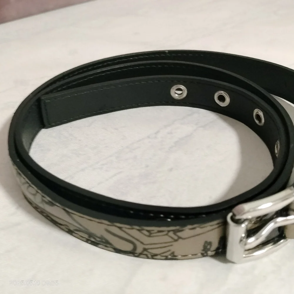 Steve Madden Circus Women Sz Large Belt Stylish Y2K Vegan Leather Gold Lettering